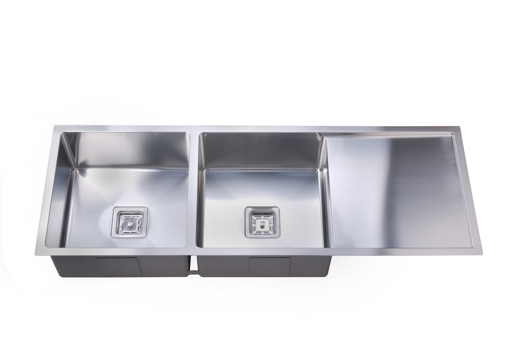 Deep Double Square Bowl Sink with Drainer