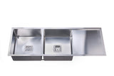 Double Square Bowl Sink with Drainer